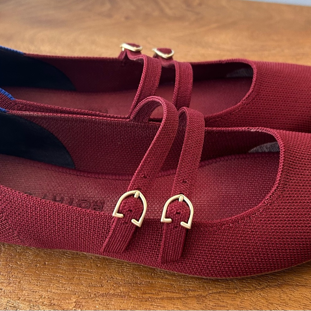 Rothy's Cabernet Double Buckle Mary Jane Flats - Picture 2 of 7